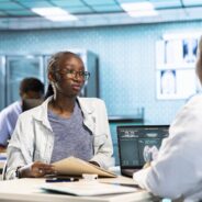 Black general practitioner and patient discussing health care diagnostics and therapy options in a clinic, emphasizing communication and medical expertise. Female expert gives advice. SSUCv3H4sIAAAAAAAACqRXUY/bNgx+H7D/EPj5PEiWbMt7u7UbsIdtxRUYBgxDQMtUop1jebJz7aHofy9tJ6kjZbgDmgcjoj+RFPmRlD99/91mk9QwWJ38uPk0rWht2/Y4jB5G6zoSs7uT3GPXoF9Lnrwo2FoAdr3Cxo7OW2jXwhpGve/ggCRcFjKZXn2eAckwwngccJj8OYk0jLgjPYvwomZx+u9lvTm/mF/Sjkn7zw8ZyySrsiK972B0h+ftH34H3bB9r6fnfdds/9o+wPOQMqZ4/sO//S65W+kZjvWkZ/Zv+i0OvWztrdN08O3vRz/gbOUdBRO7cftrt73fvrWw69xgh+2DcwcynTExmb77Fg0y1PAbRV9Du30Dte1w3P75bvsex68H/SZrrwjV8uefCzN22OnnOaurbHtsEZZsnxKZSCVMjgrSAphKpTGQVrXRKecyM7lSslbN2XJSoCoZ1HXaAOEka3ha16ZIazRSl7zJdFNdwCCqijFQaSFrlsqqkanivExBqYoLI5Qo2QUs66YyIsvTTJZNKsmPVAF5xQuTVdywvC7rC1hIzQwKmRZlI1KpTJlWJqOHlIohSmiQzZFZwpE8fhjRH9Z0/gUP0OKaz0lV5GWVBGH8qQX9eAXLRMUrik2IPCz531BBGXO1o+B5IUJ4M1MgwuX/o/YayPIsUtjvn6lCLXQv69SuG47teG44X9El5ypC9ws3A7UiVgvGk6vdhnrN/CfYkYki3EEcRU8x6z3o0U7uzP3u2v0y3DX0SOds7RD4xGQWWcCPPfprnJC5EJmMAuiMsfqaEgUreESJ3juDw0DOhmnhuZCRsyOOezdo1weqOYUwBNuOeDqFIshLwTIVhUHvUT8e+5cT+HHj4TnQV7KIwNA82cF2uwApWHkLGUXqBu7Es1fp3CO0436jwePLXCfFT+iHmMCkOosS5qGxrnW7IAY8VxFUt7a7HnNJqfiN6oURQvLlPCYfHGz32jKbEx+EtZRKytuhujZPB4+c9DhFfwiZlEexb5aBQ9aHl/38gG3bEf+ve6fK8ojNHnvnA/ucSRHnc/QI4yFqMrdSf/LVvsLTEYMOcROF/x1tf8M2K6IKaaEf3XXBFRkXKjK8pyrur+lWqkJEtg1iU4cDhpdKxtAR6RZ3g8Us55Gfrp8oFyVelre7ox3w5UY6zyG62ITIMp4ucQkzeaOL4hMFPSyNTEhOnkYhBWq2NN+CM3HFIqR2h8ORihhe10XfTNMqqGVOAz5uzcb5Q6yUM07XnDN6ddWCI3Wd1Y3jydEYn/wXa5DtwcNyMzmJepqdS8c8S9zEp5Um7Y7d6CceEFfk5VLUOtdDPV9qDFnCS7uAYaAdzVm+Mq/pu8MdVqY6R0Uz3yuXNfW5+buBC8lUTuONMikzXmTlCbB8PuxpFrvZo7MiWutH26wPZicPEsw5aKhMyuoMU1lzk1YoZVpqUwpApYraUDQ/fwEAAP//AwB9yCgDKw0AAA==